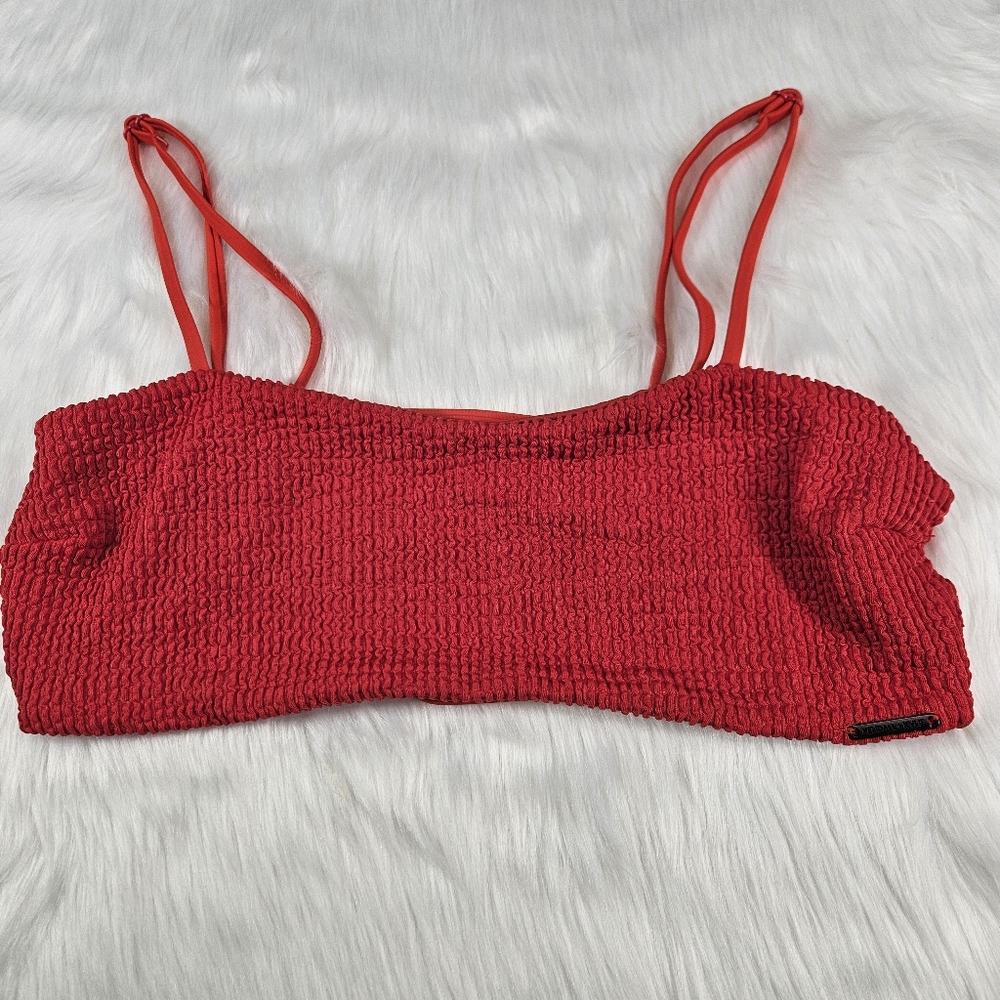 Kendall & Kylie Red Smocked Bikini Top